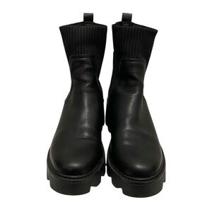 Dolce Vita Solid/Ribbed Black Faux Leather Boots